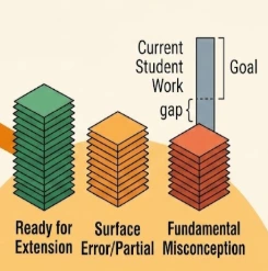 image of a 3d bar graph comparing types of student responses